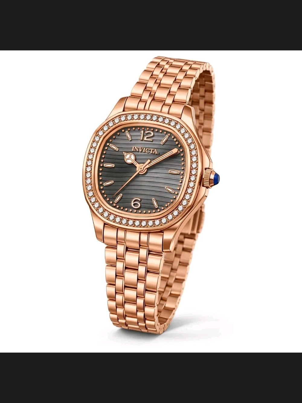 Invicta Rose Gold Tone Bracelet Watch with Gray Dial and Crystal Accents